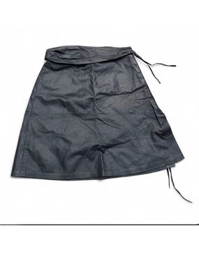 The leather ranch size small Black Leather A-Line Wrap Skirt
